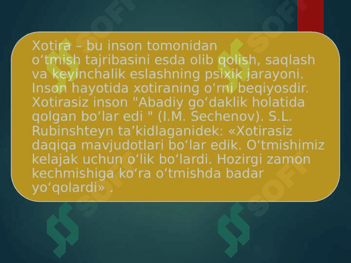 Xotira haqida tushuncha va uning nerv – fiziologik asoslari 3