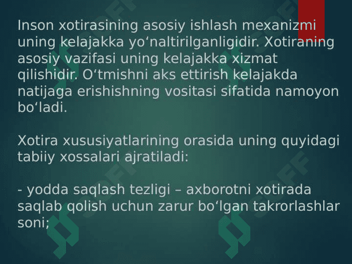 Xotira haqida tushuncha va uning nerv – fiziologik asoslari 4
