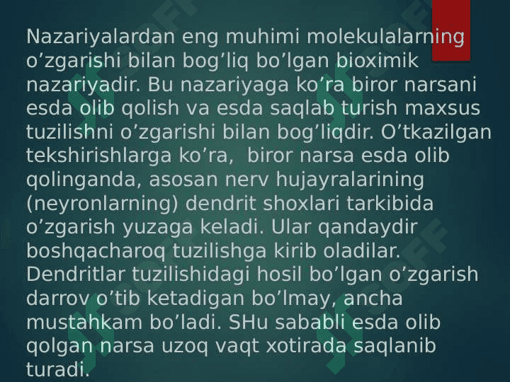Xotira haqida tushuncha va uning nerv – fiziologik asoslari 7