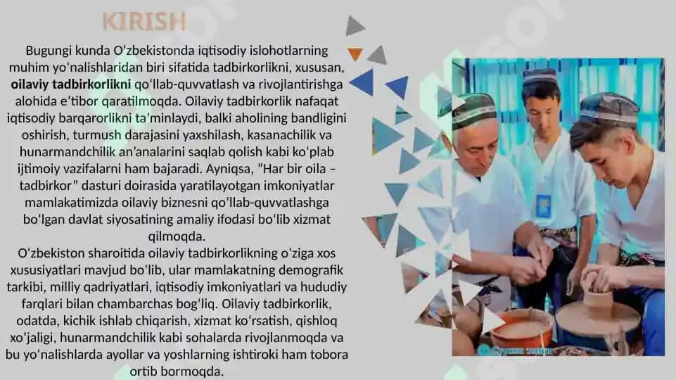O’zbekistondagi oilaviy tadbirkorlikni rivojlantirishning o‘ziga xos sifatlari 3