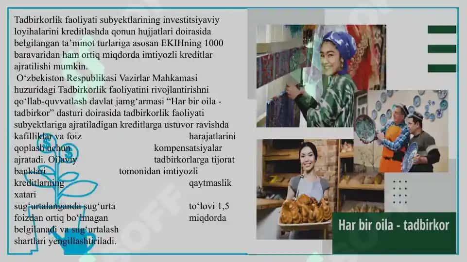 O’zbekistondagi oilaviy tadbirkorlikni rivojlantirishning o‘ziga xos sifatlari 6