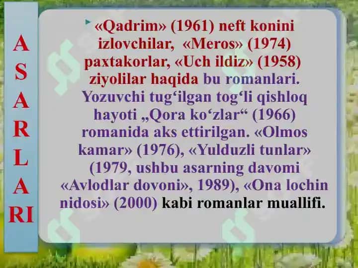 Pirimqul Qodirov mahoratli romannavis 7