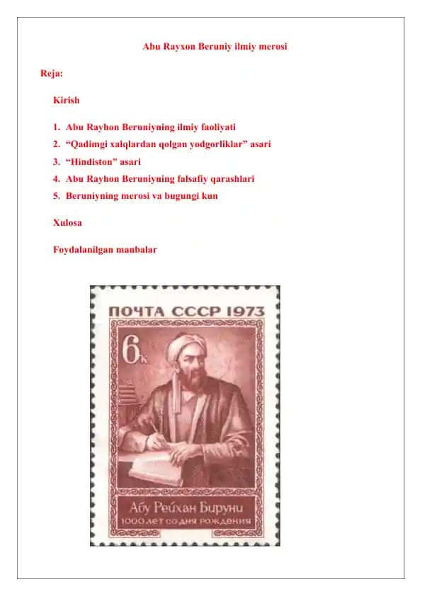 Abu Rayxon Beruniy ilmiy merosi 1
