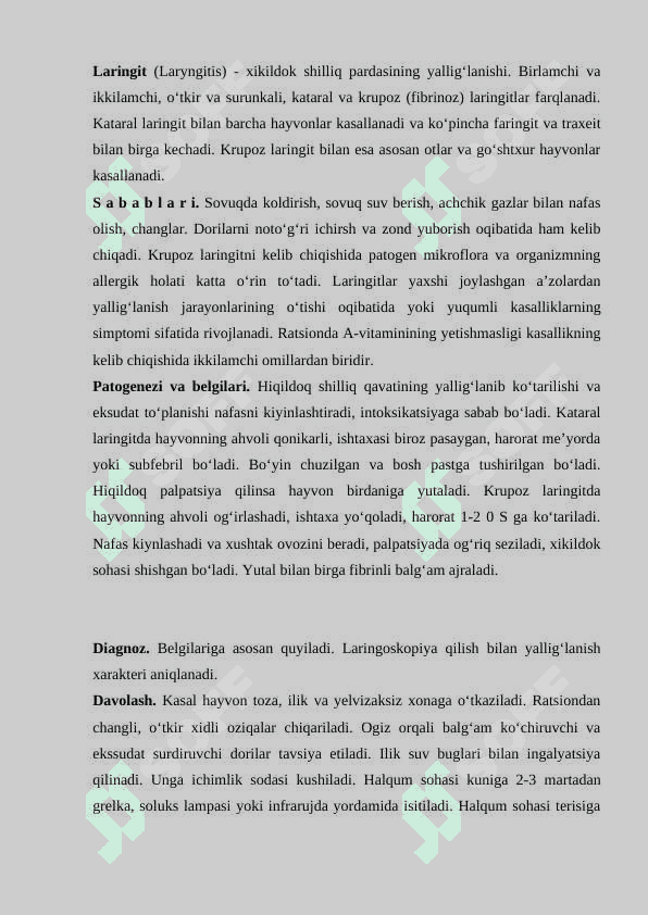 XIZMAT HAYVONLARINING NAFAS OLISH ORGANLARI KASALLIKLARI 6
