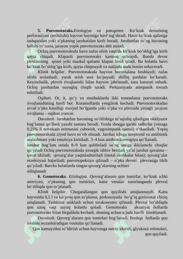 XIZMAT HAYVONLARNING JARROHLIK KASALLIKLARI. 5