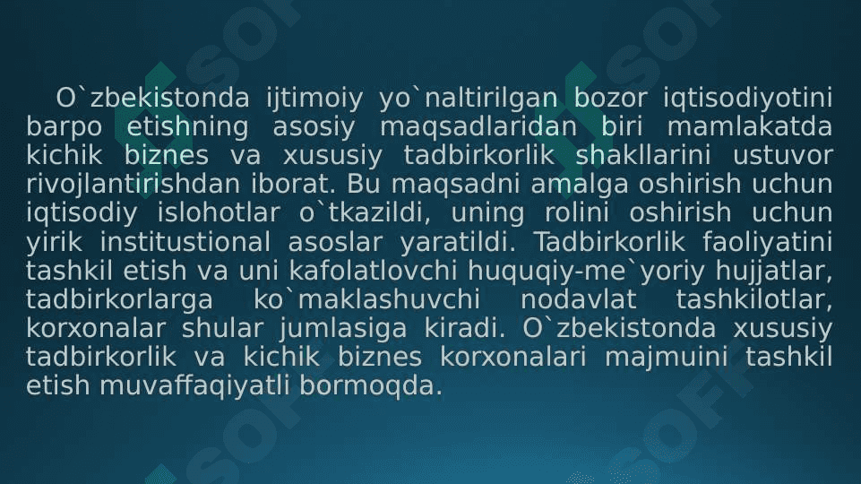 O'zbekistonda xorijiy investitsiyalarni kichik biznes va xususiy tadbirkorlikni rivojlantirish istiqbollari 7