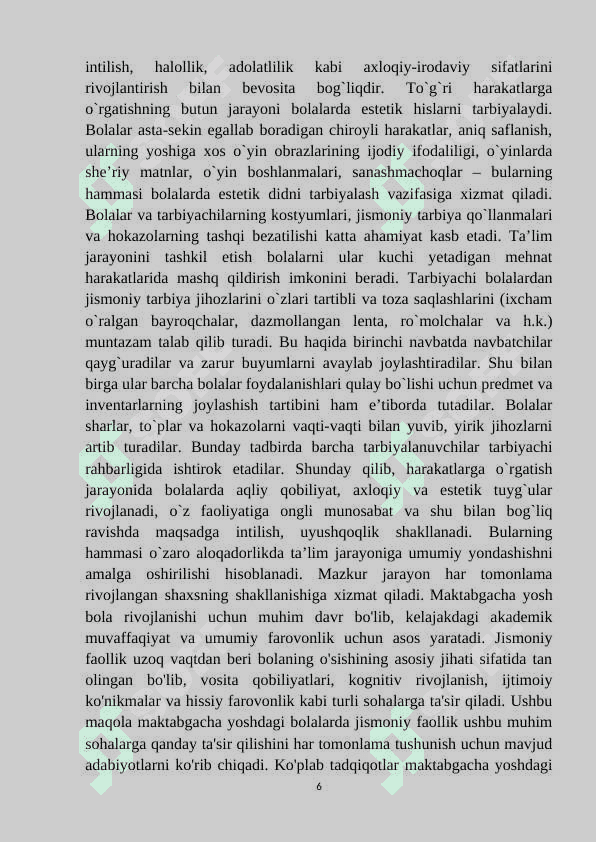 Maktabgacha yoshdagi bolalarni jismoniy faoliyatini oshirish texnalogiyalari 6