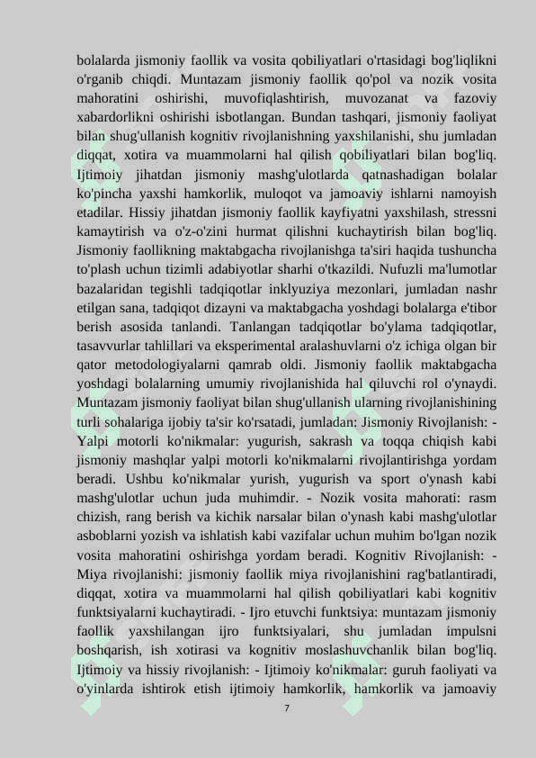 Maktabgacha yoshdagi bolalarni jismoniy faoliyatini oshirish texnalogiyalari 7