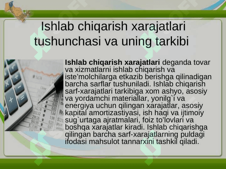 Ishlab chiqarish nazariyasi. Ishlab chiqarish xarajatlari. Mukammal raqobatlashgan bozorda qisqa muddat oraliq’ida firma foydasini maksimmallashtirish va uning taklifi. 3