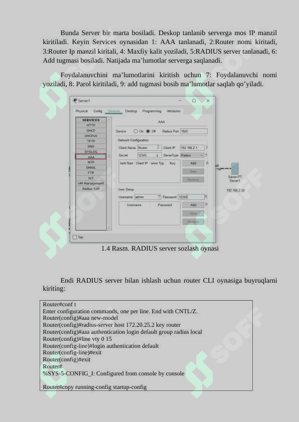 AAA server autentifikatsiya rejimini va radius serverini sozlash 4