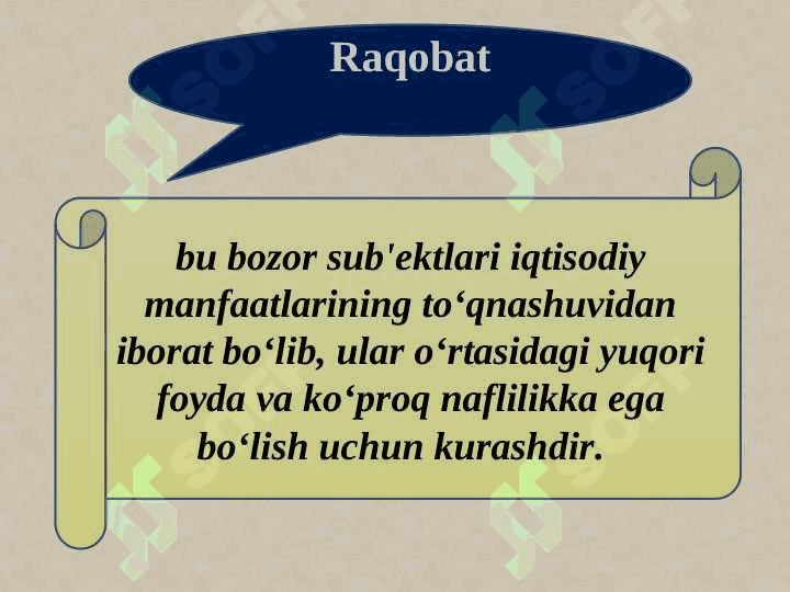 RAQOBAT VA MONOPOLIYA. NARХNING MOHIYATI VA SHAKLLANISH ХUSUSIYATLARI 3