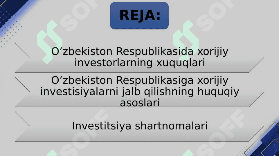 Xorijiy investorlar huquqiy holatining o’ziga xos xususiyatlari 2