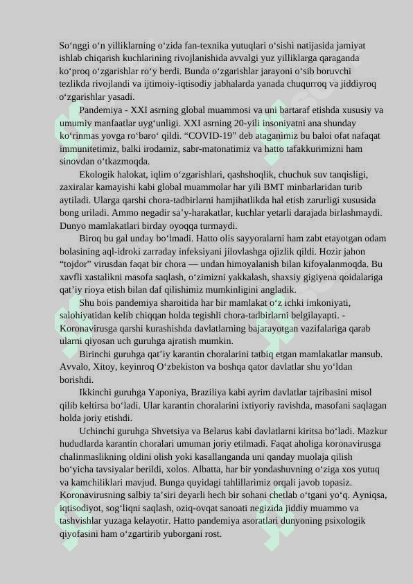 Pandemiya XXI asrning global muammosi va uning oqibatlari. 3
