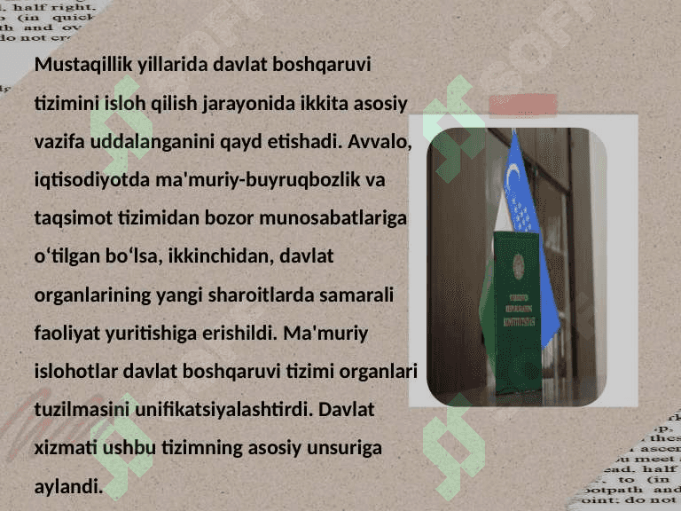 Mustaqillik yillarida davlat boshqaruvi tizimida amalga oshirilgan islohotlar 2
