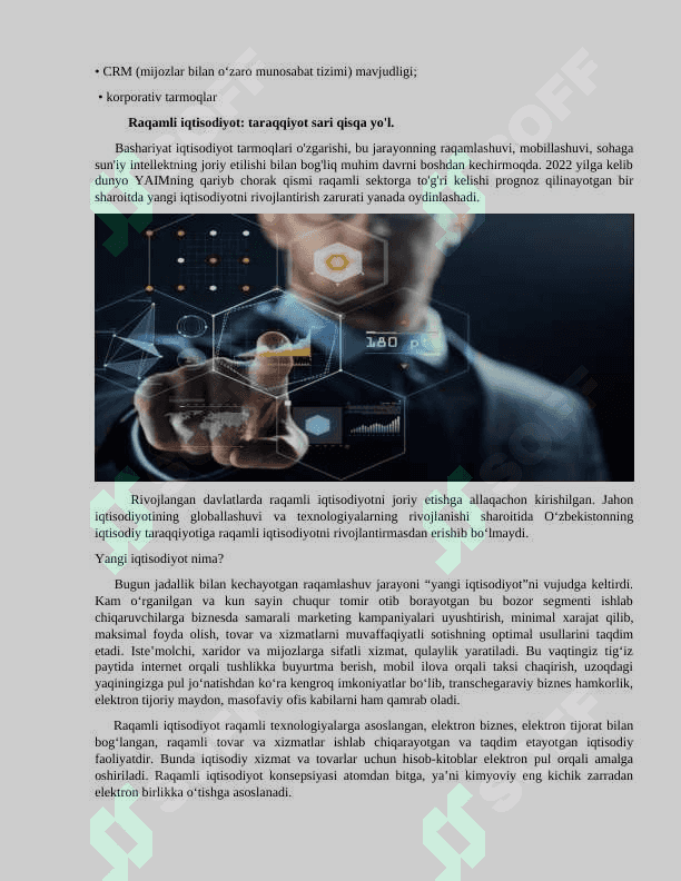 Iqtisodiyotni rivojlantirishda raqamli iqtisodiyotning roli. 6