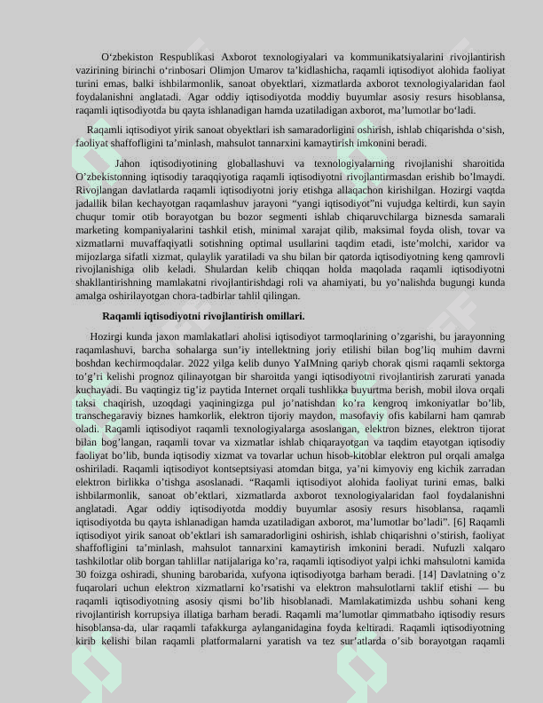Iqtisodiyotni rivojlantirishda raqamli iqtisodiyotning roli. 7