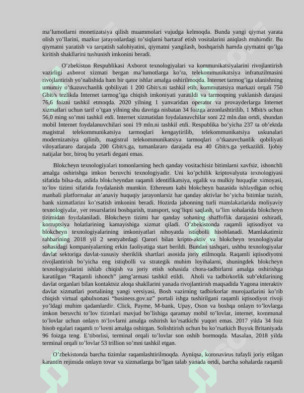Iqtisodiyotni rivojlantirishda raqamli iqtisodiyotning roli. 8