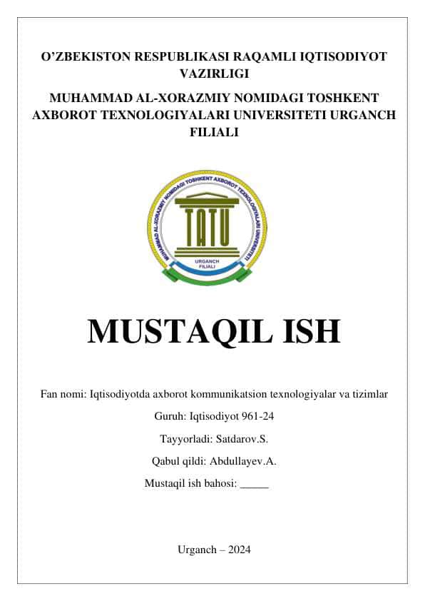 Iqtisodiy axborotlami qayta ishlash jarayonida biznes-tahlil qilish tizimlaridan foydalanish 1