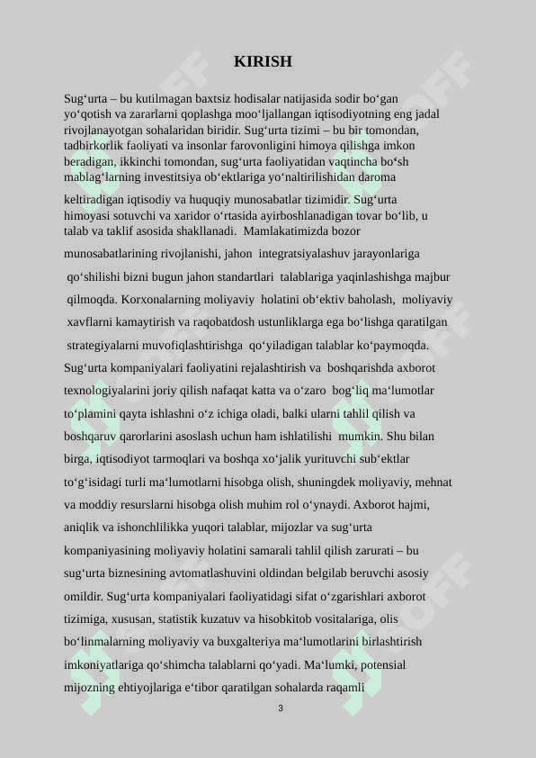 Sugʻurta va lizing tashkilotlarida qoʻllaniladigan amaliy va dasturiy ta'limotlar va ularni ishlash texnologiyalari 3