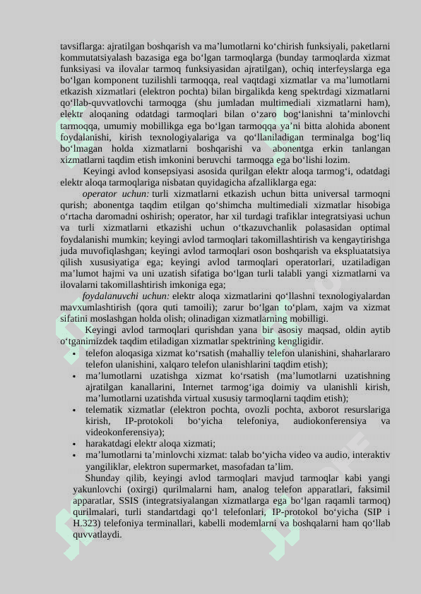 KEYINGI AVLODNING KONVERGENT TARMOQLARINI QURILISH TAMOYILLARI 3