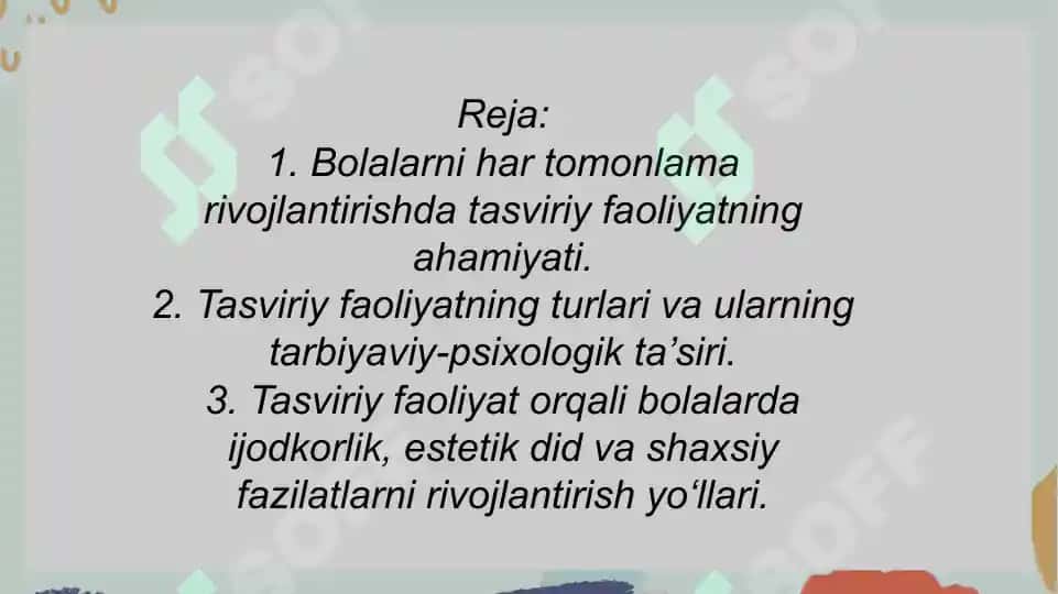 Bolalarni har tomonlama rivojlantirishda tasviriy faoliyatning turlari 2