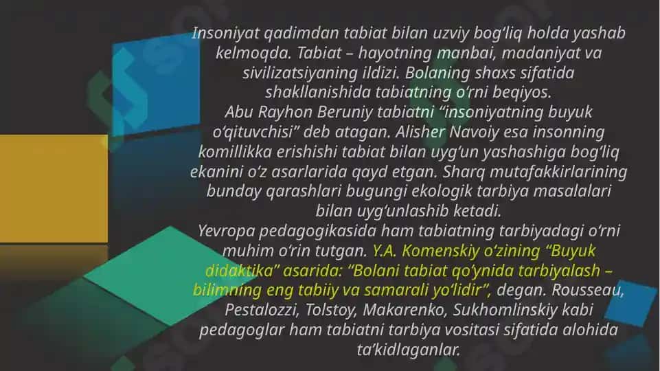 Tabiat – bolalarni har tomonlama kamol topishida asosiy omil sifatida 3