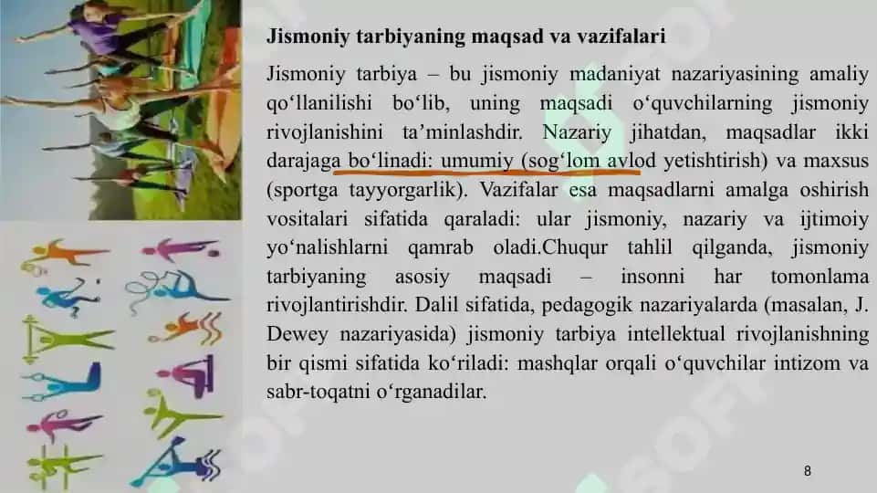 OʻQUV ISHLARI SHAKLI SINIFDAN TASHQARI MASHGʻULOT 8