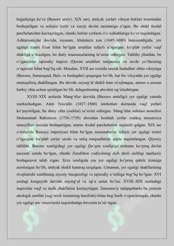 Buxoro xonligida yer egaligi shakllari maqola. 4