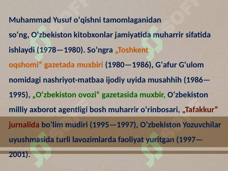 Muhammad Yusuf hayoti va ijodi. Uning asarlarida Vatan tavsifi 3