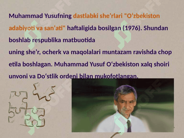 Muhammad Yusuf hayoti va ijodi. Uning asarlarida Vatan tavsifi 6