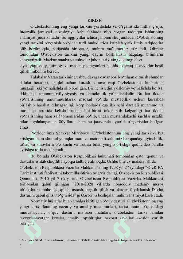 Mustaqillikka erishish arafasida O‘zbekistondagi ijtimoiy-siyosiy Jarayonlar 2