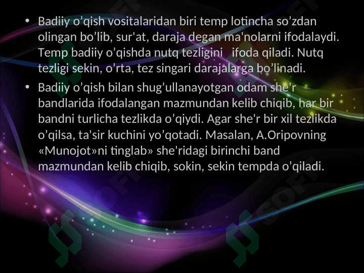 Badiiy o'qishda temp va uning o'ziga xos xususiyatlari 3
