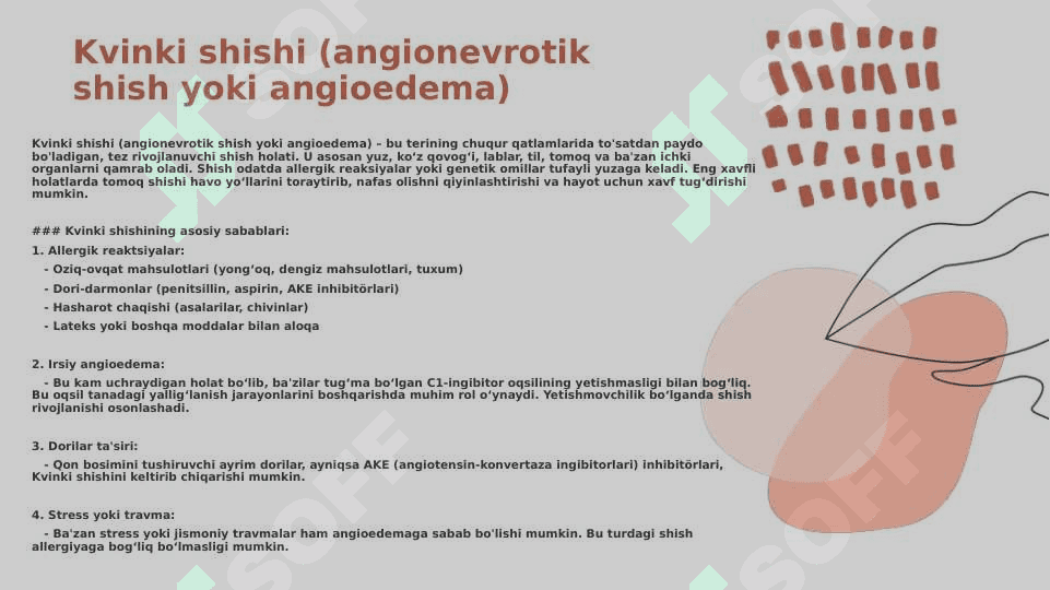 Dermatologik sindromni taqqoslash teri qichishi, shish, toshmalar. Eshak emi. Kvinke shishi 2