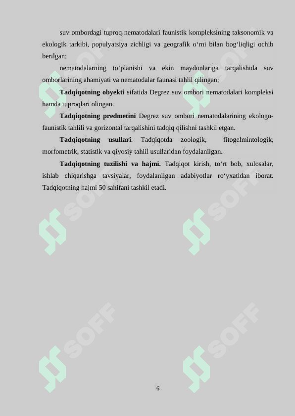 DEGREZ SUV OMBORIDA ERKIN  YASHOVCHI NEMATODALARNING FAUNASI VA EKOLOGIYASI 6
