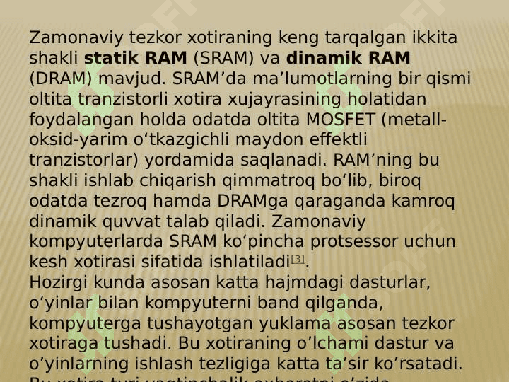 Tezkor xotira xotira turlari bilan tanishish 3