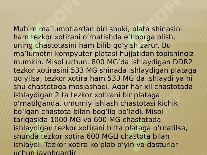 Tezkor xotira xotira turlari bilan tanishish 5