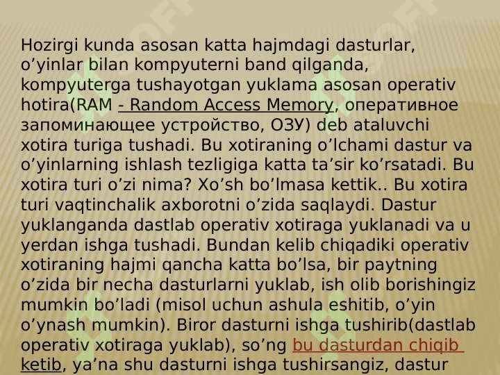 Tezkor xotira xotira turlari bilan tanishish 6