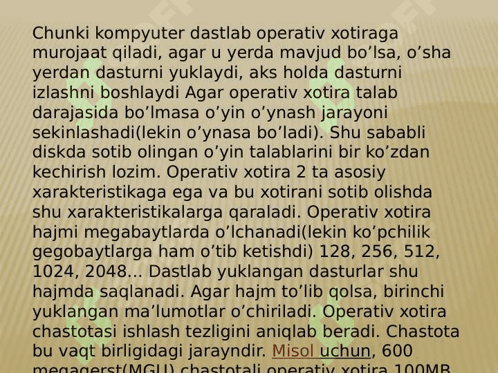 Tezkor xotira xotira turlari bilan tanishish 7