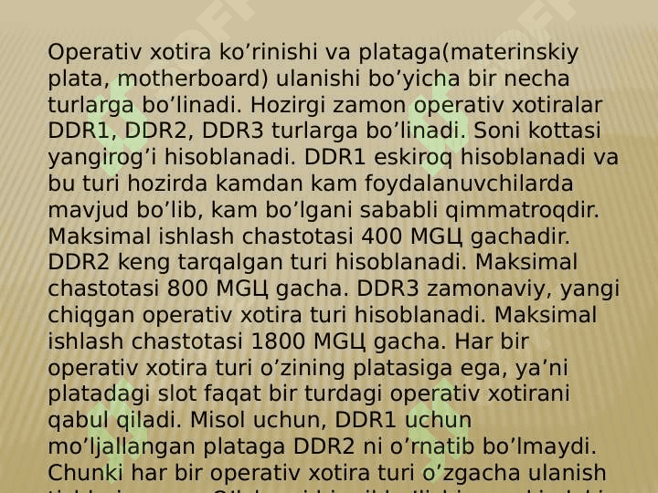 Tezkor xotira xotira turlari bilan tanishish 8
