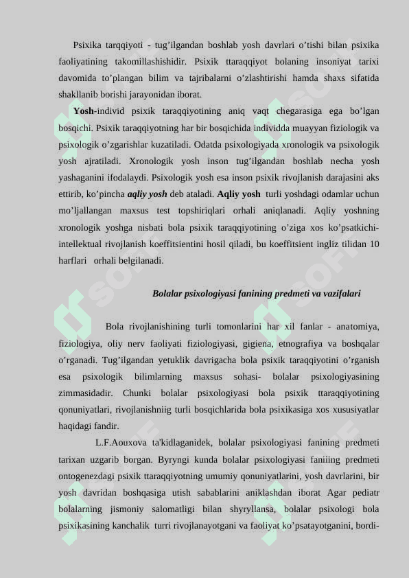 Bolalar psixologiyasining fanlar tizimida tutgan o'rni 3