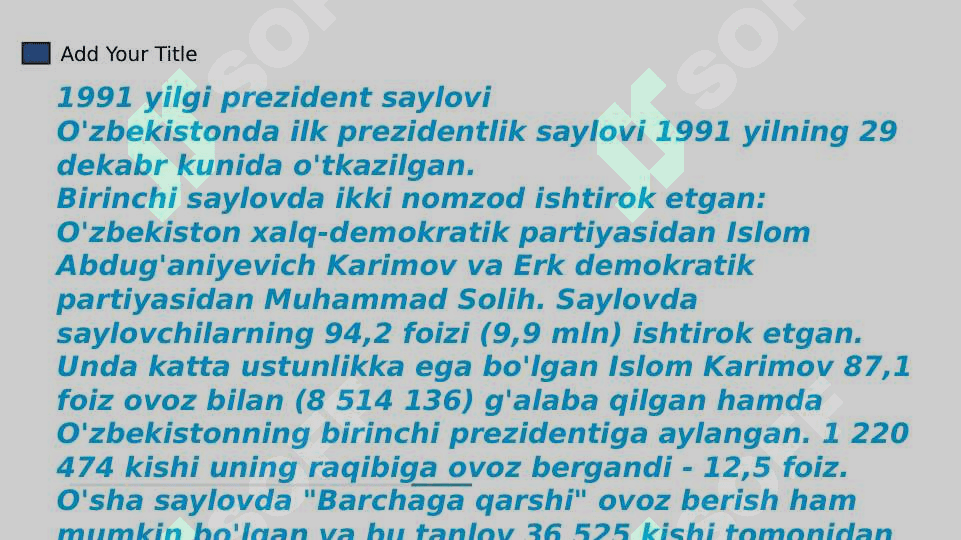 O`zbekiston Respublikasida ilk bor o’tkazilgan umumxalq saylovlari. 3