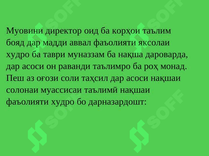 УСУЛИ КОРИ МУОВИНИ ДИРЕКТОР ОИД БА ТАТБИҚИ ЧОРАБИНИҲОИ АУДИТОРИ ВА БЕРУНАЗСИНФИ 3