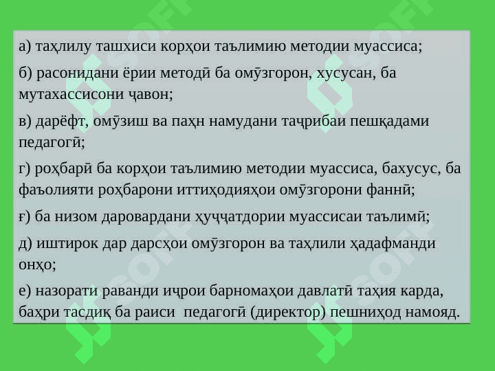 УСУЛИ КОРИ МУОВИНИ ДИРЕКТОР ОИД БА ТАТБИҚИ ЧОРАБИНИҲОИ АУДИТОРИ ВА БЕРУНАЗСИНФИ 4