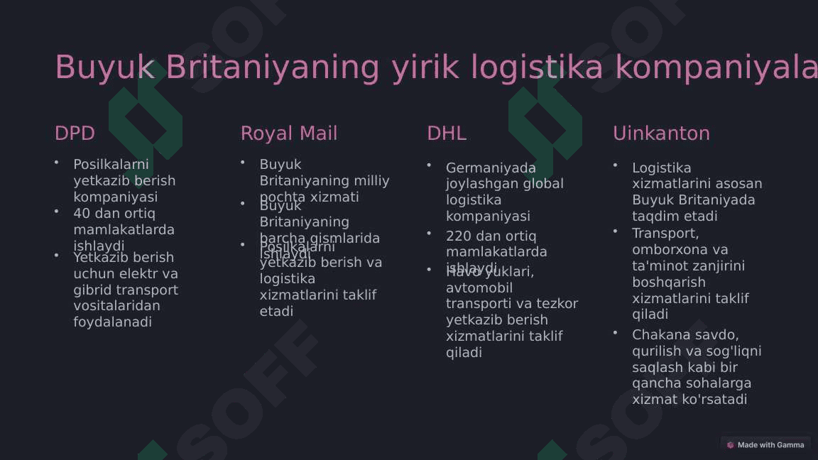 Buyuk Britaniyada transport va logistika xizmatlari 4