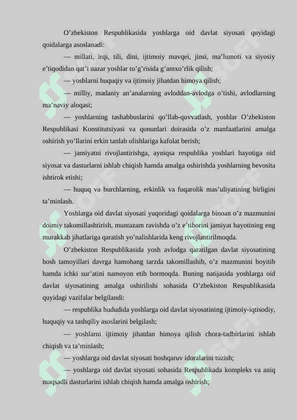 O’zbekistonda yoshlarga oid davlat siyosatining amalga oshirilishi 2