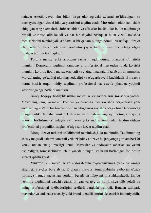 TAQDIMOTLARNI TAYYORLASH TEXNOLOGIYALARI 8