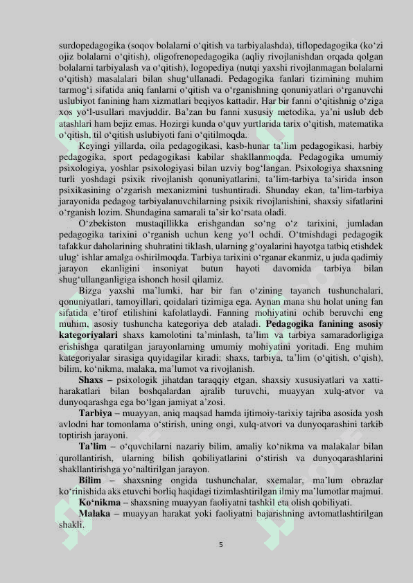 PEDAGOGIKA FANI TARIX 5