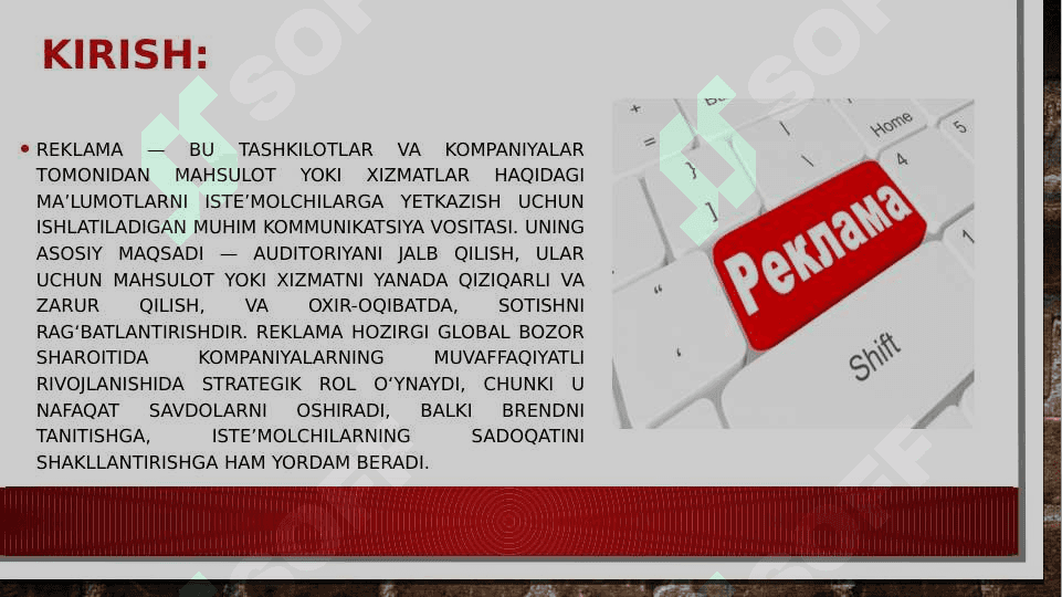 Reklama jarayonini tashkil etish. 3