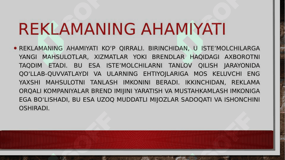 Reklama jarayonini tashkil etish. 4