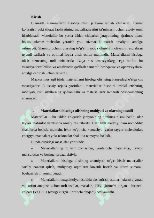 Biznesda materiallarni hisobga olishning o'ziga xos xususiyatlari 3